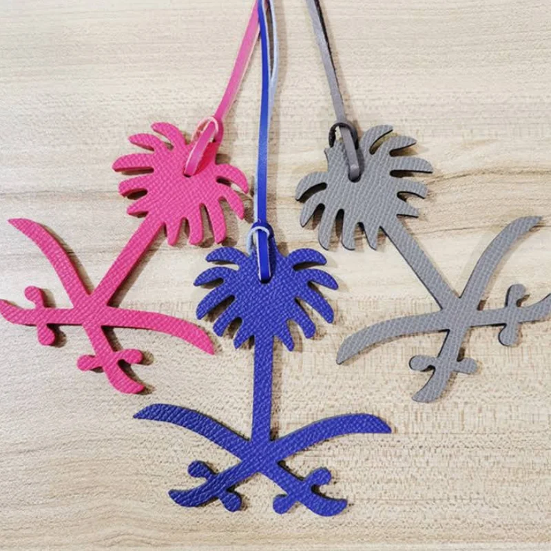 Portable PU Leather Bag Charming Hanger Arabic Letter Alphabet Map Bag Pendant Keychain Holster