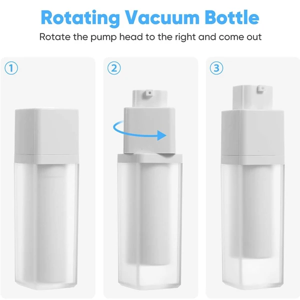 Frosted airless bottles 15ml 30ml 50ml refillable empty square cosmetic lotion pump dispenser travel vacuum airless bottle