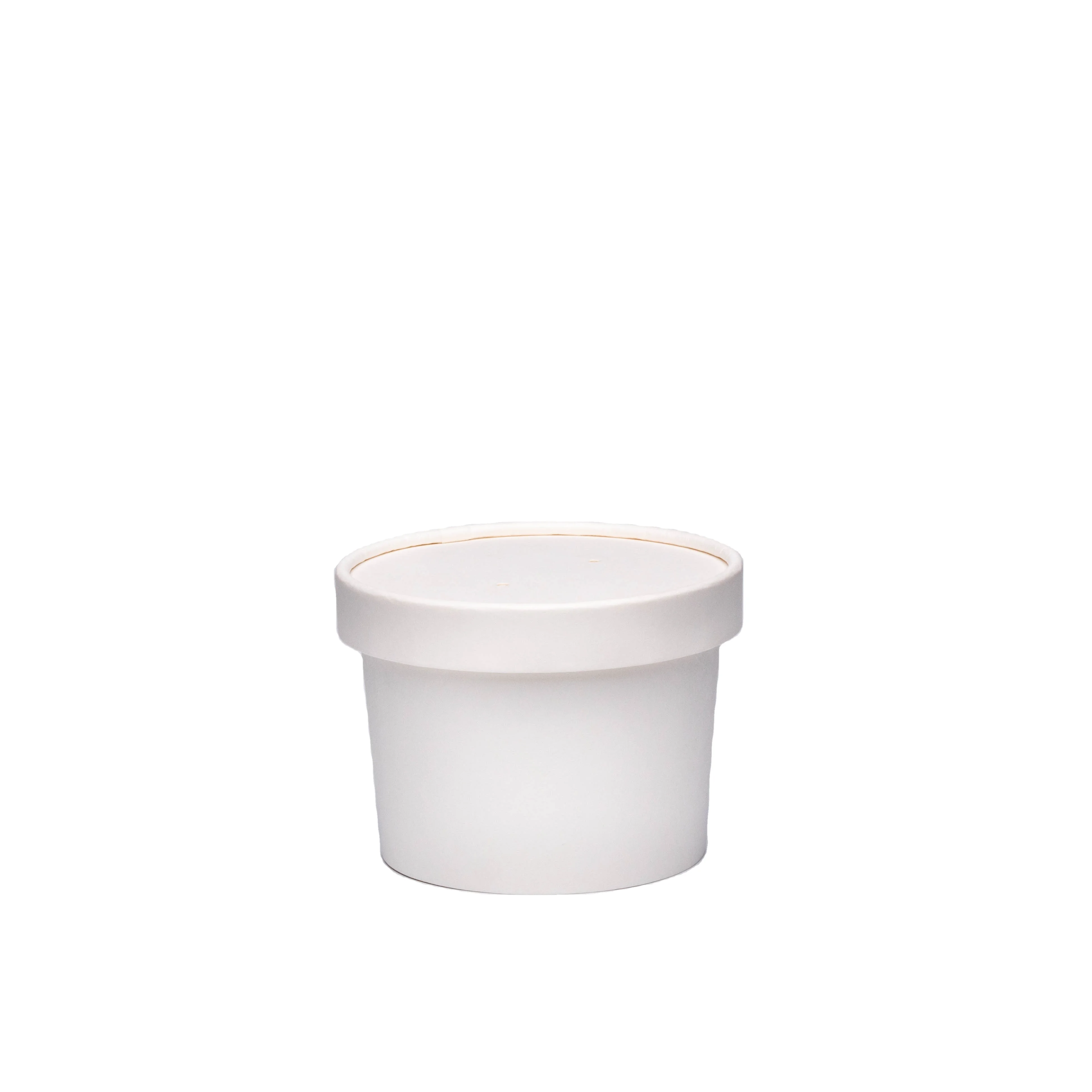 Disposable white paper soup bowl with paper lid snacks noodle biodegrable takeaway packaging 12oz soup cup