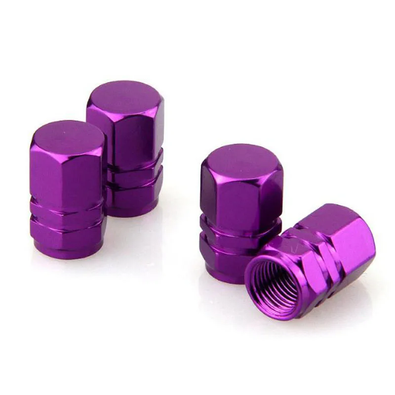 4pcs modified aluminum alloy multi-color hexagonal car valve cap tire valve core cover screw cap