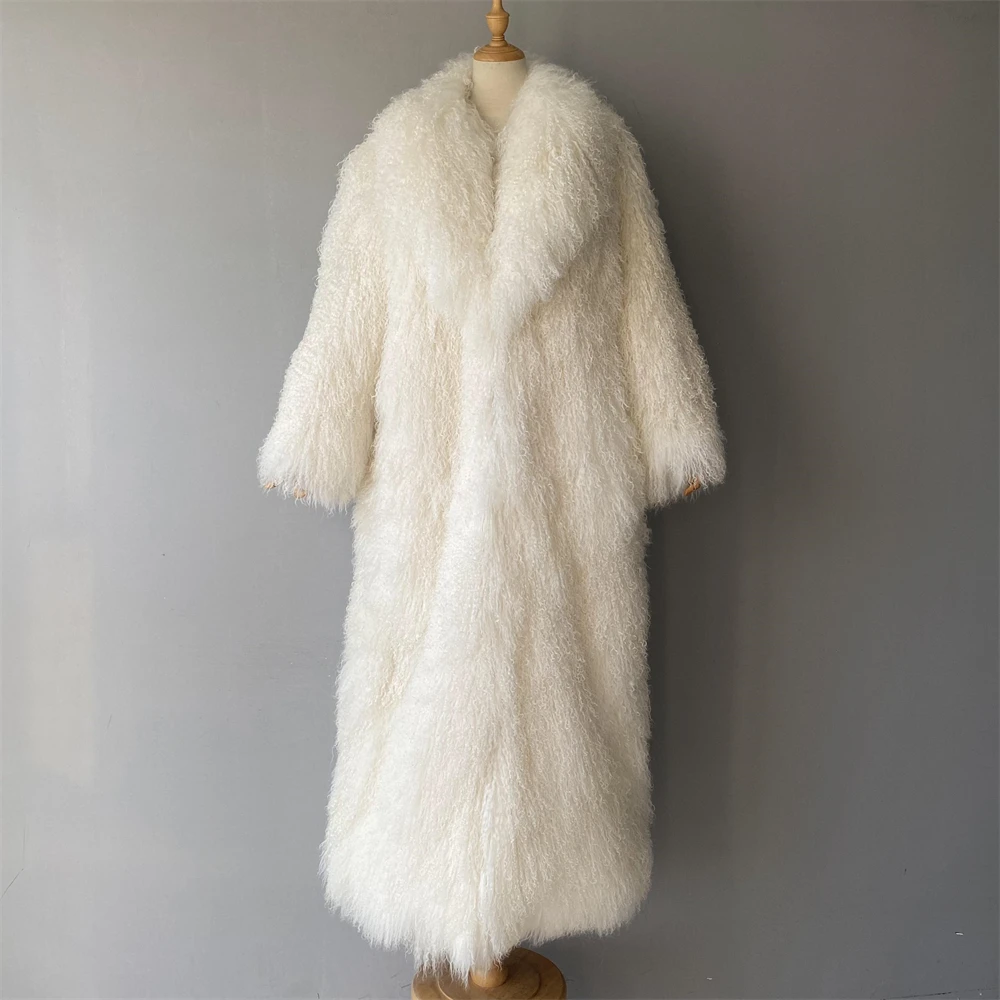 Ladies Genuine Sheep Fur Coat Plus Size Made of Natural Fur Soft Women Full Length Mongolian Fur Coat for Women