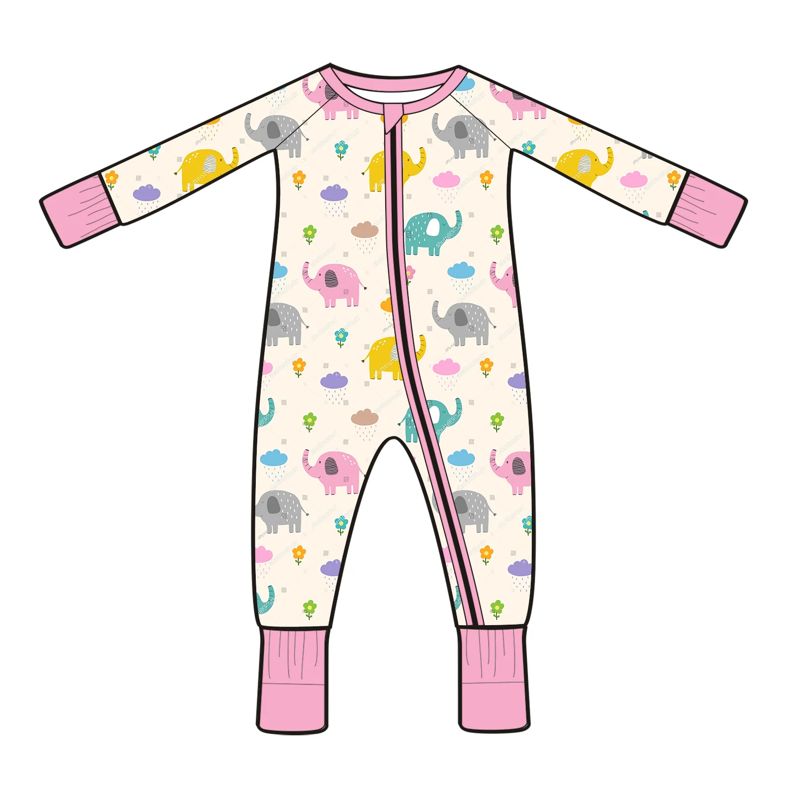 Comfortable Newborn Sleeper with Bamboo Viscose Two Way Zipper Long Sleeves Folded Feet Soft Fabric Gentle Fit for Cozy Nights