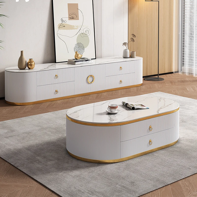 Living Room Furniture Tempered Glass Tv Stand Cabinet Set With 3 Large Drawers For The Bedroom