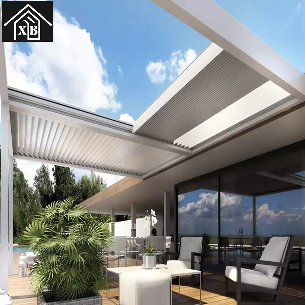 Pergola Motorised Patio Aluminum Waterproof Garden Furniture Outdoor roof Louver gazebo Pergola Bioclimatique