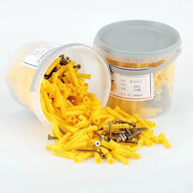 Hot Sale 10mm Nylon Wall Wood Plug ISO Standard Drywall Screws with 35mm Plastic Expansion Anchor and Chipboard Screws