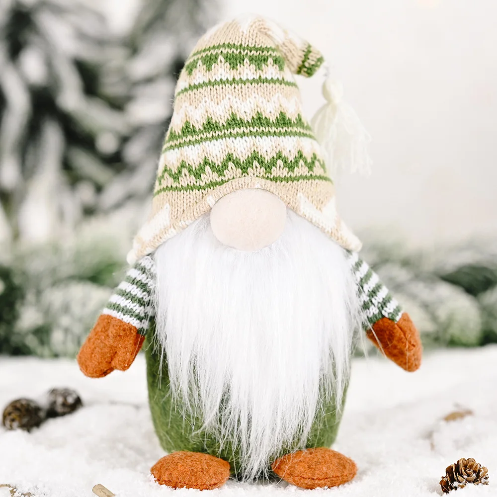 Christmas Faceless Gnomes Plush Elf Figurine Knitted Hat faceless Doll for Home Decoration