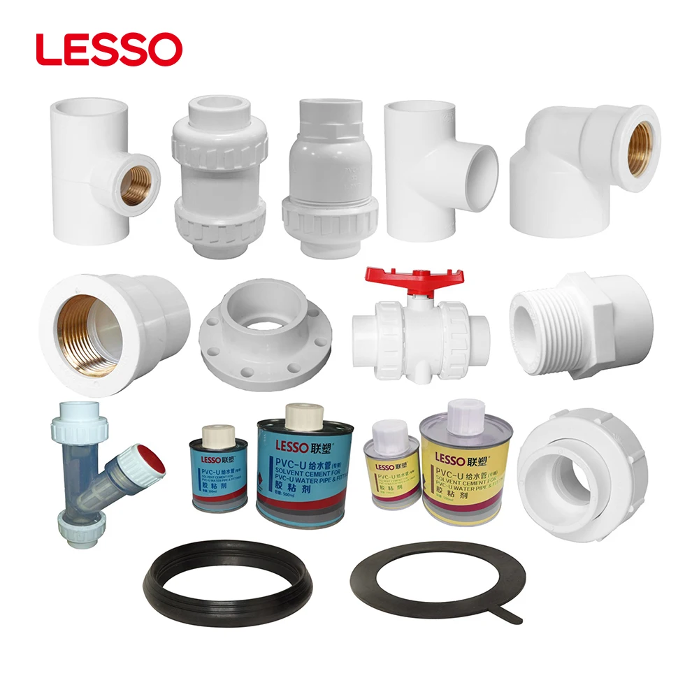 LESSO high temperature resistance durable plastic 100mm blue pvc water supply pipe and fittings