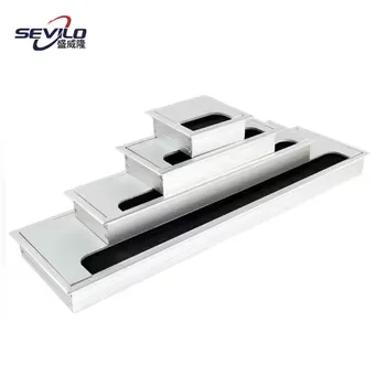 cable grommet square wire office desk double hole cable grommet aluminum Cable box with buffer
