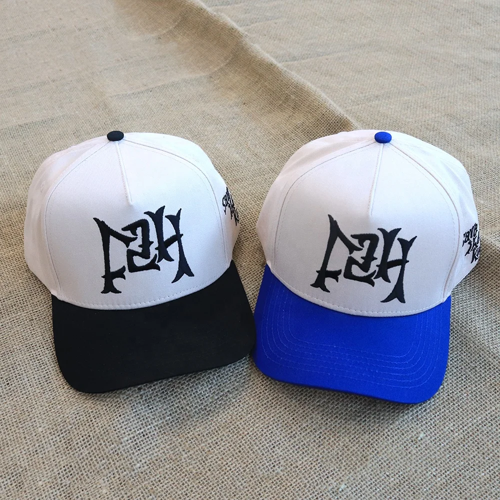 Good Supplier manufacture Custom 5 Panels 2 tone colors baseball caps outdoor unisex snapback hats cap