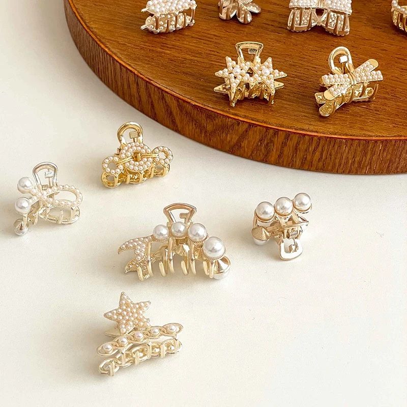 Wholesale Popular Rhinestone Pearl Hair Claw Wedding Fashion Crystal Hair Claws Geometric Alloy Hair Claw Clip