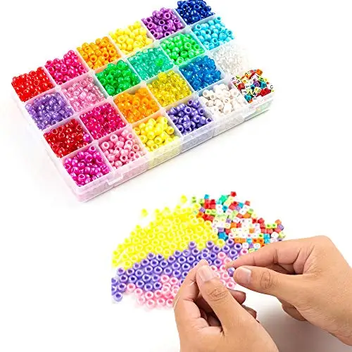 6*9mm Pony Beads Box Set Kit Barrel Beads For Kids Diy Bracelet Necklace Making Fashion Hair Pony Beads Accessories With String