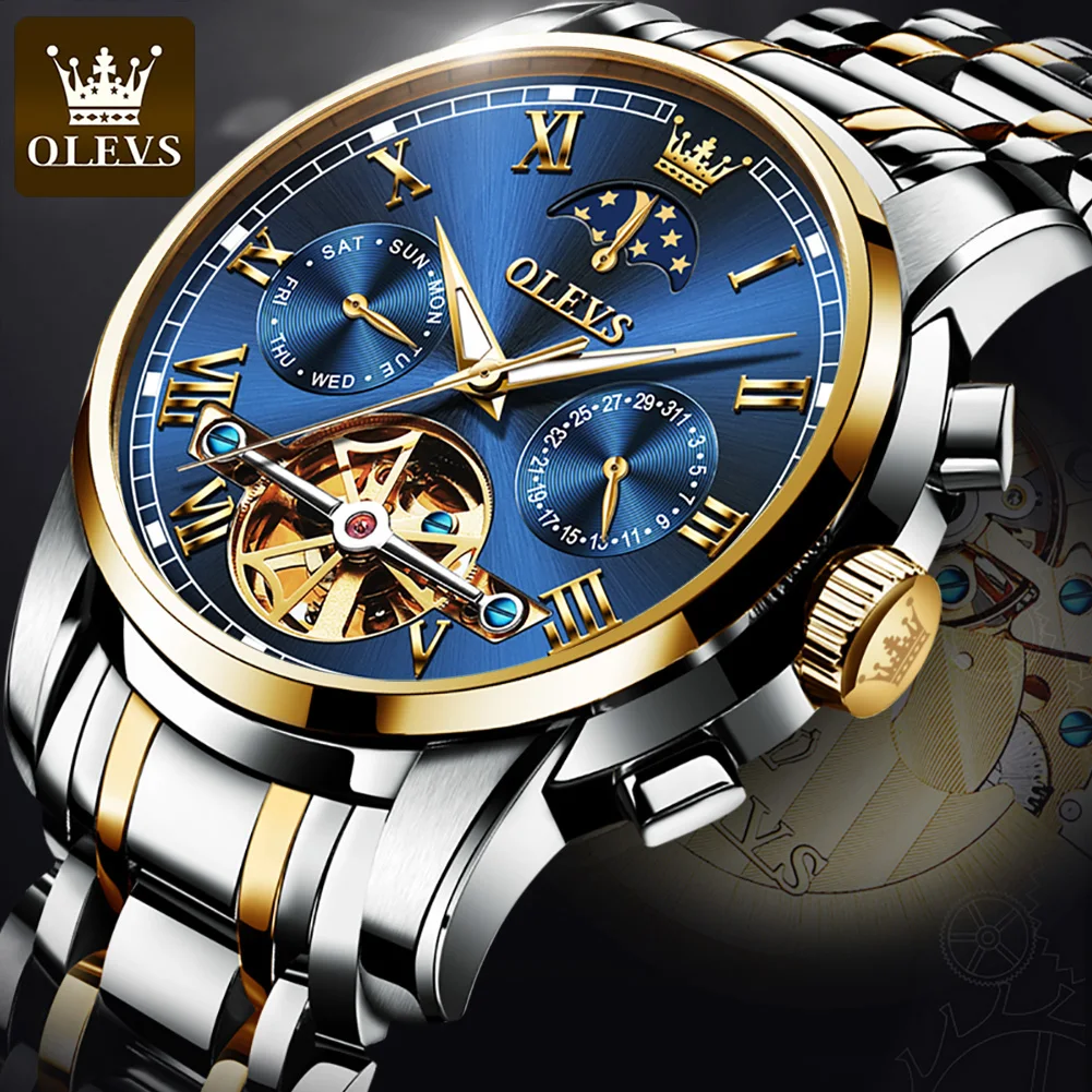Мужские наручные часы OLEVS 6617 автоматические механические Montre Homme модные деловые