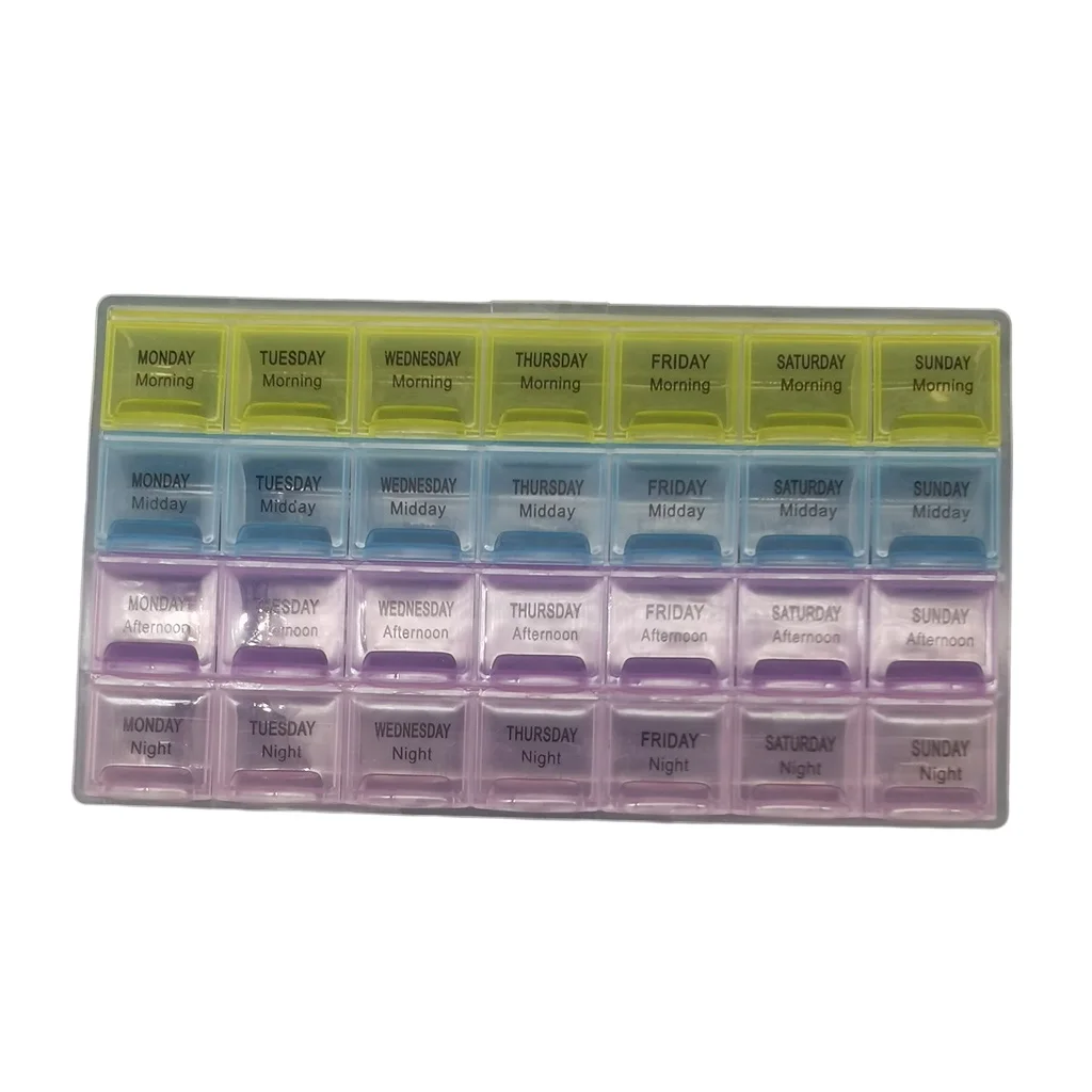 Wholesale custom cheap 28 containers weeekly plastic pill organizer container storage case box