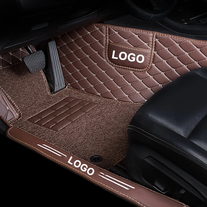 Muchkey Automotive Interior Car Foot Mat 5D Luxury Leather Wire Loop Car Mats Double Layer Car Floor Mats