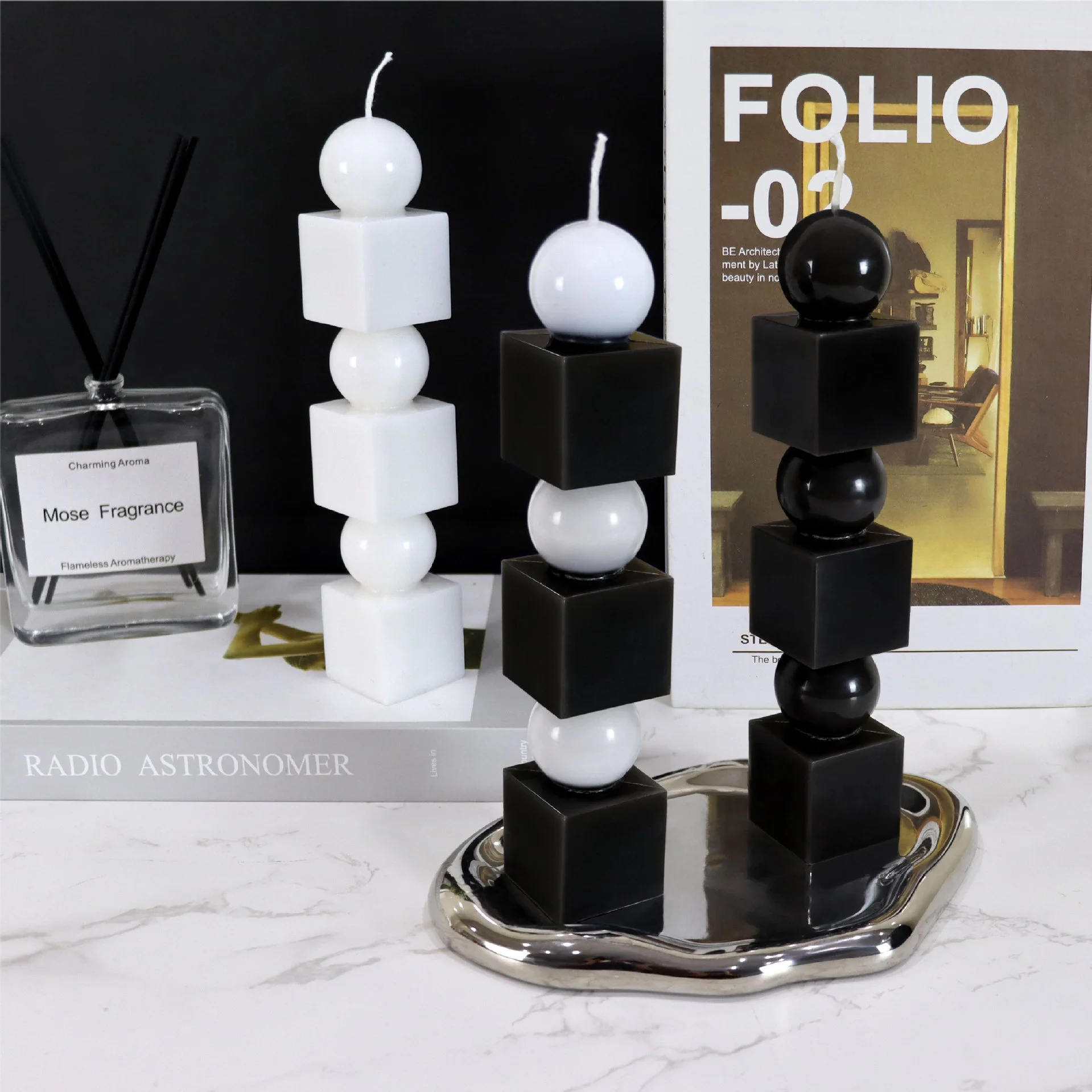 Square Ball Folding Column Diy Candlestick Pc Acrylic Two-Flap Mold Diy Handmade Candle Mould