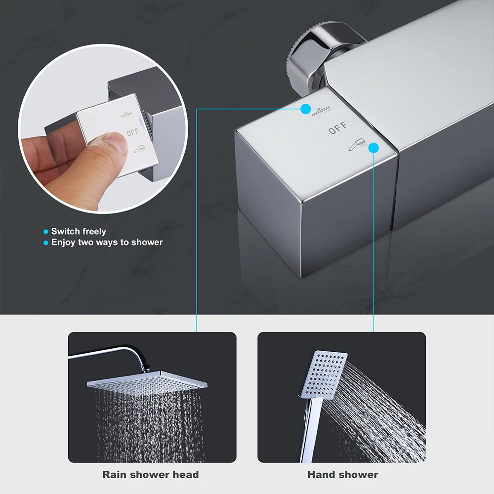 Wholesale Bathroom Shower Mixer Wall Mount Brass Body Shower Sets With 8.5 inches Rain Shower Head