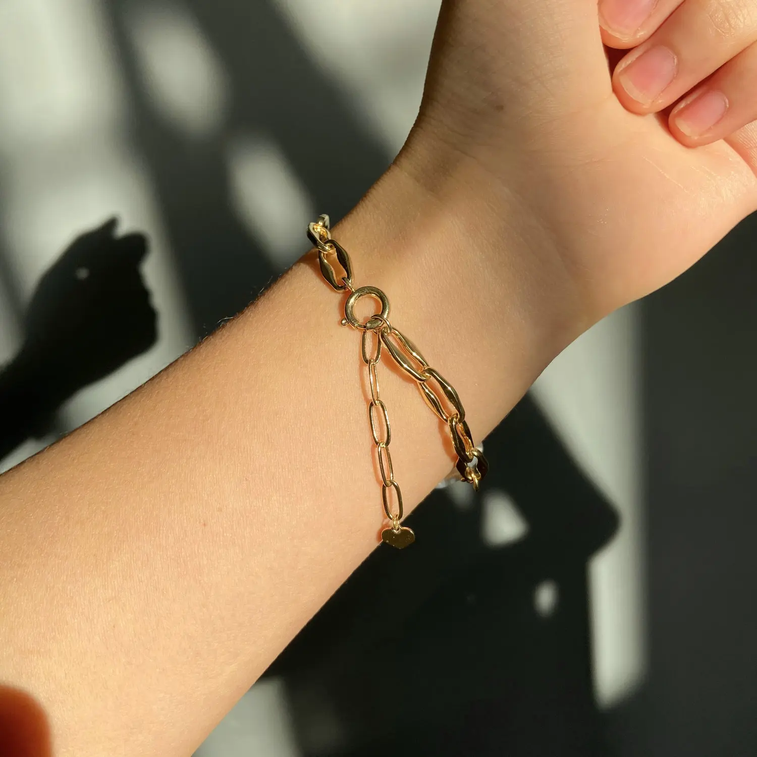  2021 Baroque Freshwater Pearl bracelet Mini Zircon Setting Charm 14K Rearl Gold Plated Anchor Link Chain
