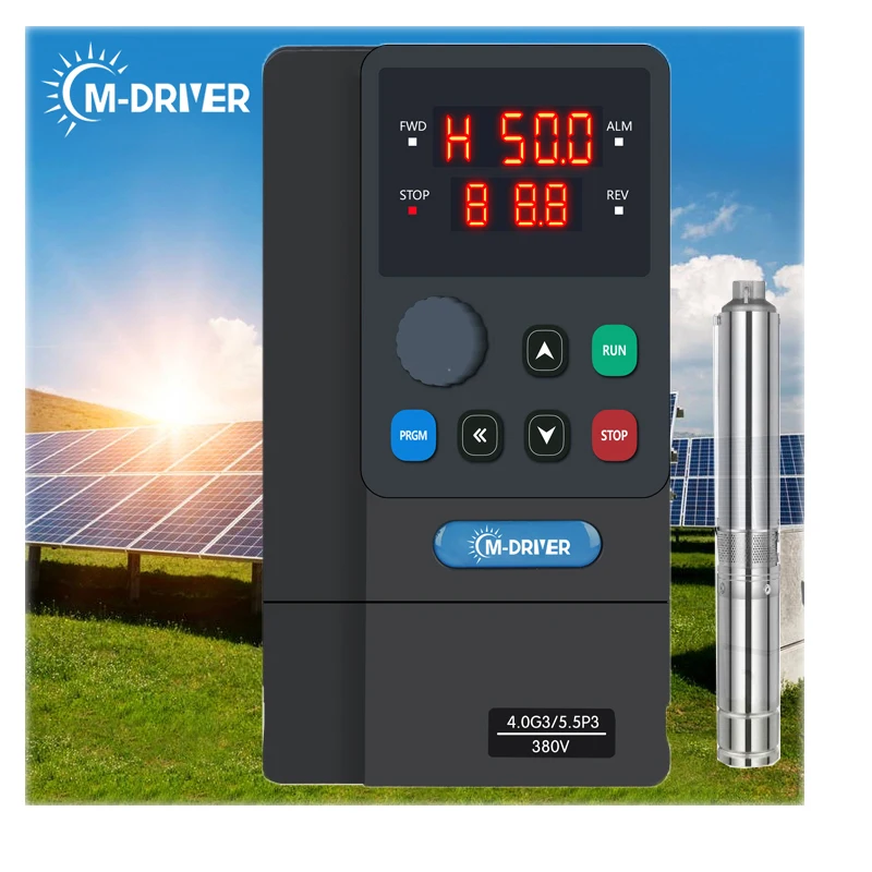 M-driver 2hp 3hp Solar Variador Single Phase 220v 1.5kw 2.2kw Pump Inverter for Deep Well