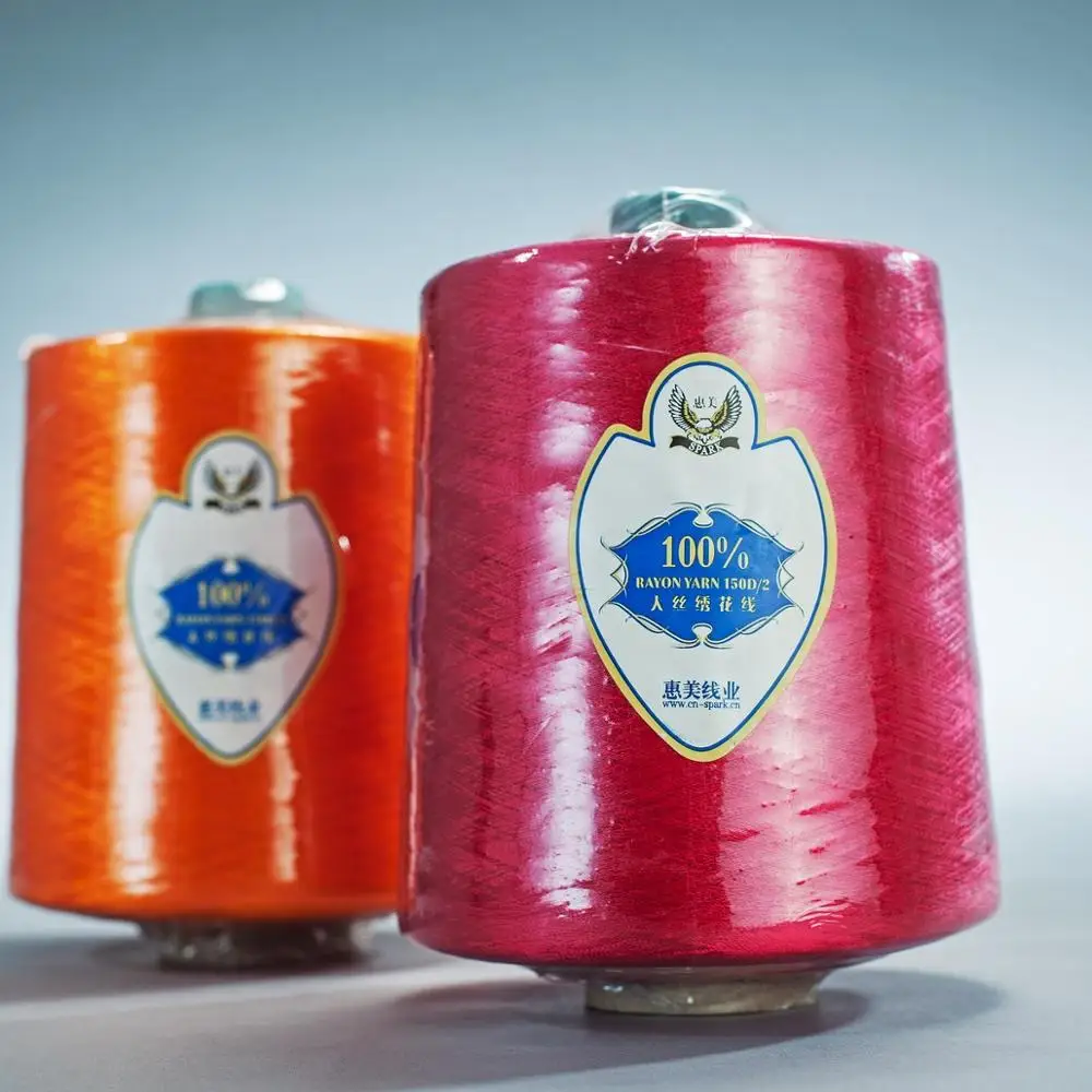 100% Viscose Rayon Embroidery Thread 120D/2 Bright Dyed 1.0Kg per Cone