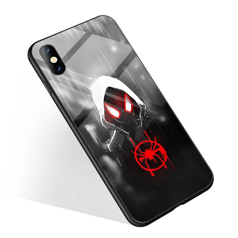 Custom print Spider Man Glossy Toughened glass phone case for iPhone 12 7/8 Plus X XS XR 11Pro Mobile phone Cases