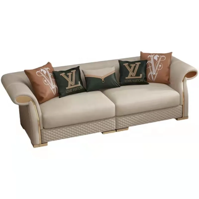 Italian Modern Luxury Art Style Sectional Villa Living Room Modern Furniture Leather Sofa Set SF013