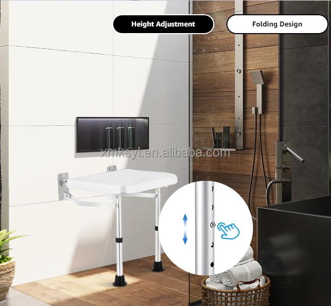 Folding Shower Seat for Inside Shower Foldable Shower Chair Bath Bench Wall Mounted Bathroom Bathtub Safety Stool