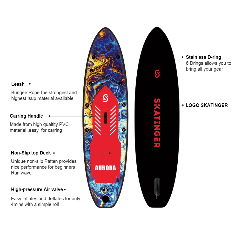SKATINGER China surfboard manufacturers OEM/ODM  inflatable sup board double layer drop stitch paddle board