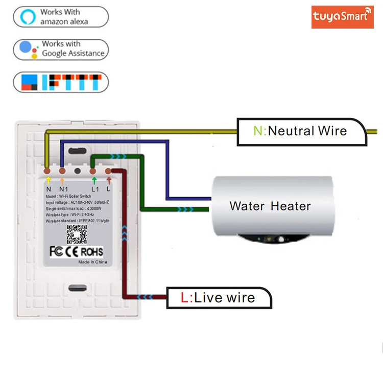 
smart American water heater switch 120 type wifi smart water heater touch switch 
