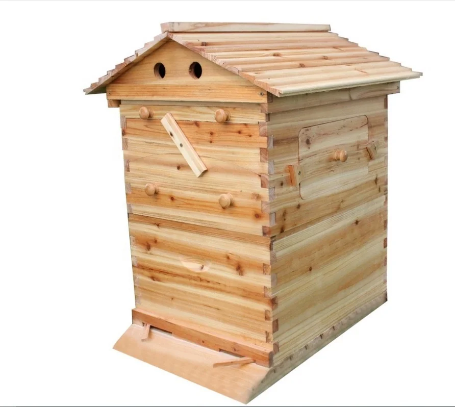 Поставка с завода, древесина кедра с восковым покрытием, автоматическая самоплавная медовая сыпь и 7 автоматических рамок, оборудование для пчеловодства