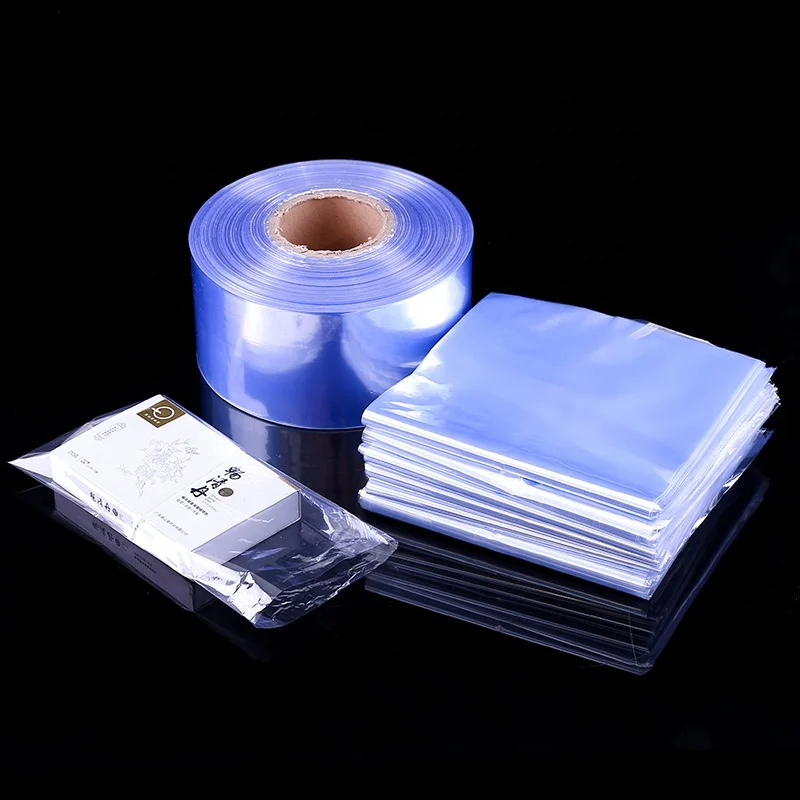 40Micron Light Blue PVC Heat Shrink Tube Film Plastic Roll Transparent Heat Shrink Sleeve Film for Packing