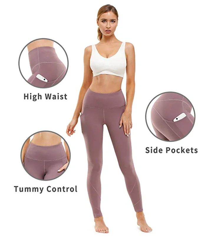 
Simple design pocket yoga pants, quick dry fitness yoga leggings, workout leggings with pocket for women 