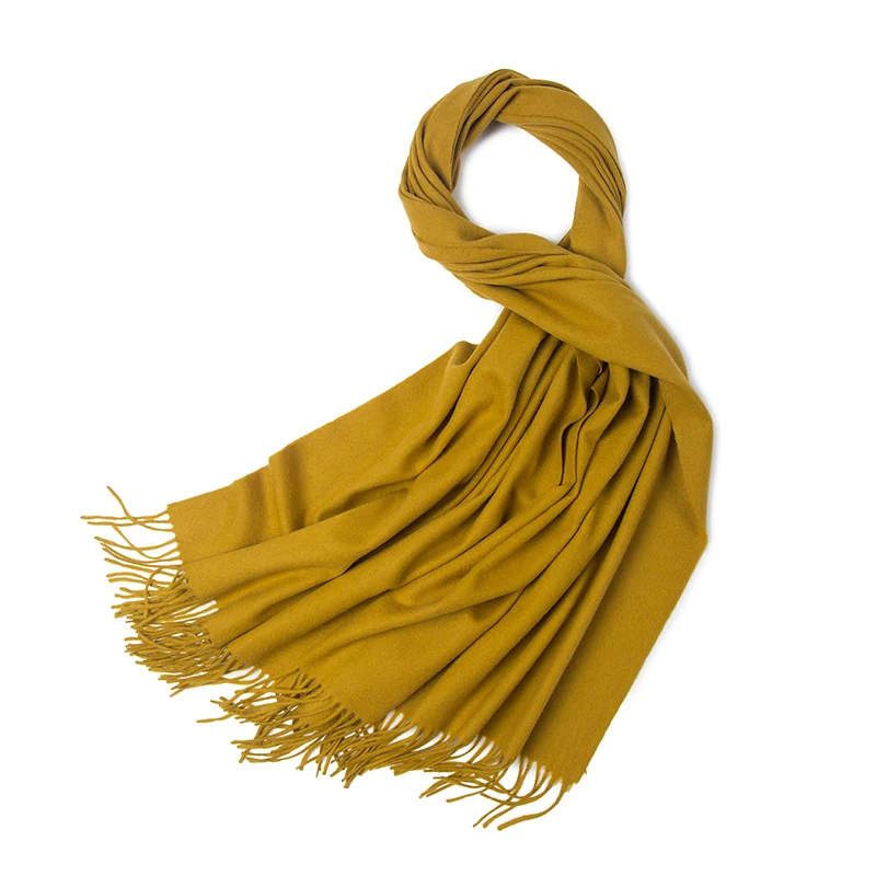 Long Size Solid Color Merino Wool Cashmere Stole Shawls Scarves Khaki Wholesale Soft Women Winter Shawl Women Girl Lady