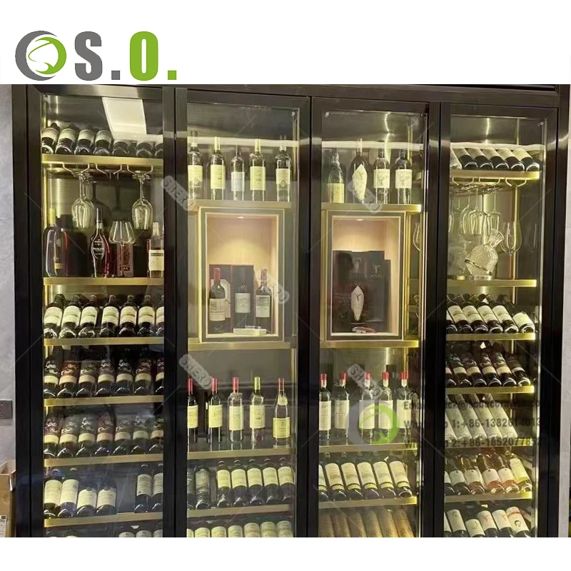 Fashion Wooden wine display stand modern wine cabinet restaurant liquor display showcase