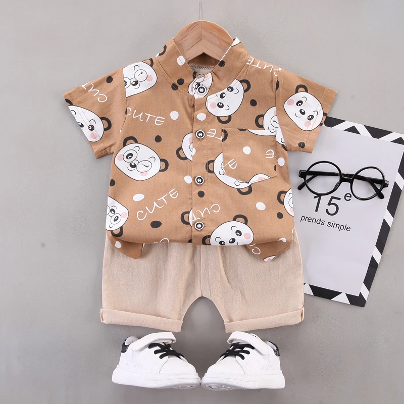 Wholesale Bulks Brand New Children Clothes Summer Baby Clothes 2023 Toddler Boy Hawaiian Short Sets Children Clothing Sets