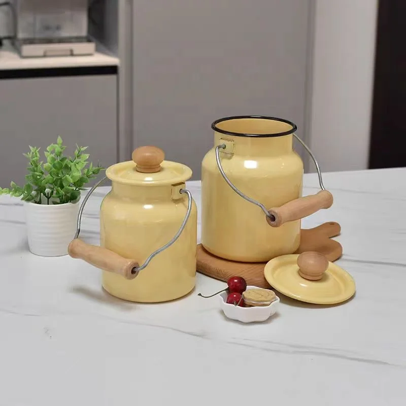 Wholesale Barrel Tea Cans Enamel Bucket Carbon Steel Milk Can 40 Liters Bucket with Spigot