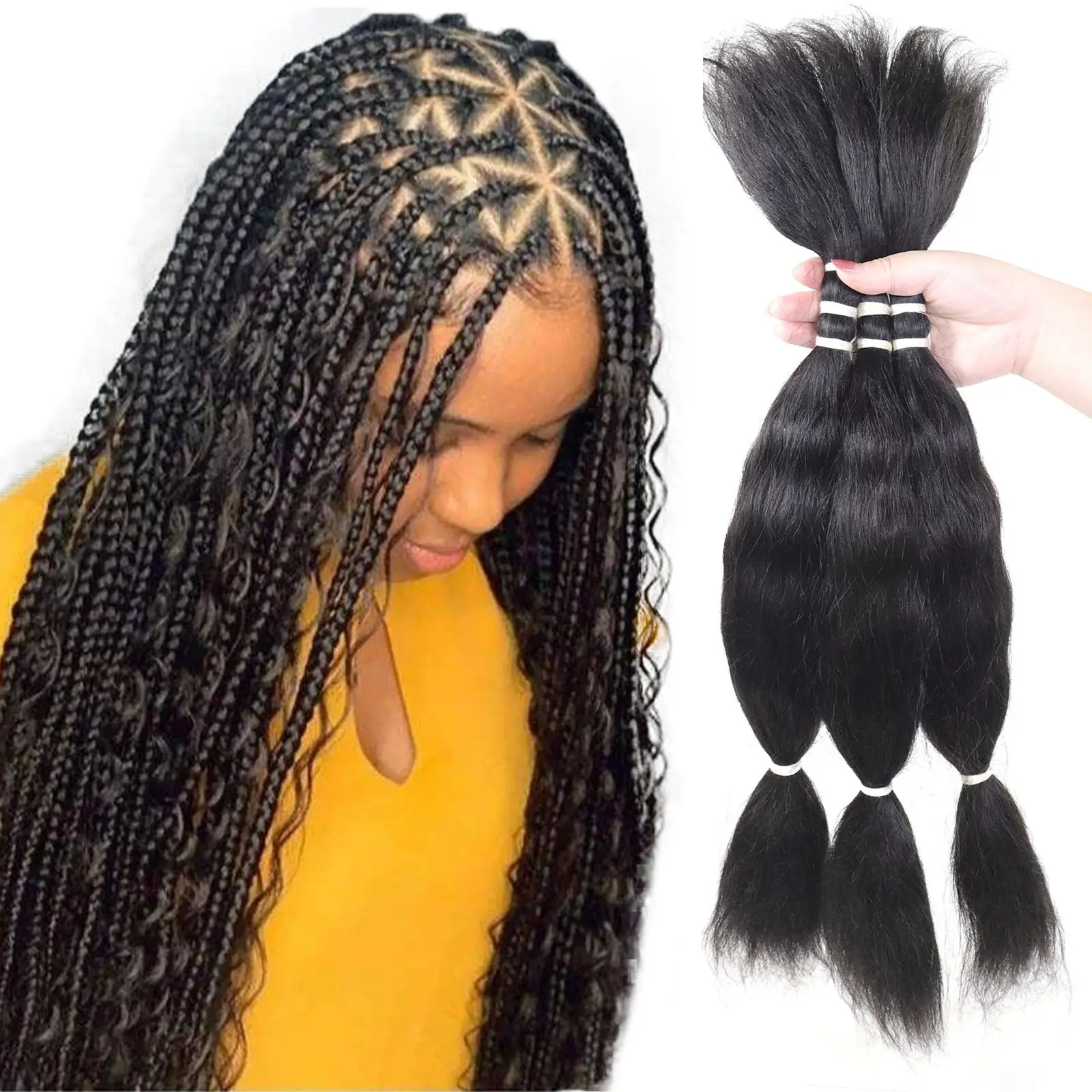 Wet and Wavy Bulk Human Hair for Boho Braids Super French Bulk Extensions No Weft For Braiding