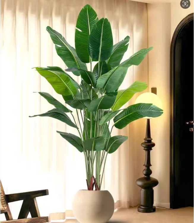 Artificial Green Leaves plant Palm Potted Bionic Green Plant Traveler Banana Tree for Home office hotel school living room