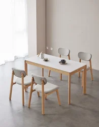 Cheap 4 Chairs Dining Room Table and Chair Set Modern Classic OAK Wood Dining Table Set