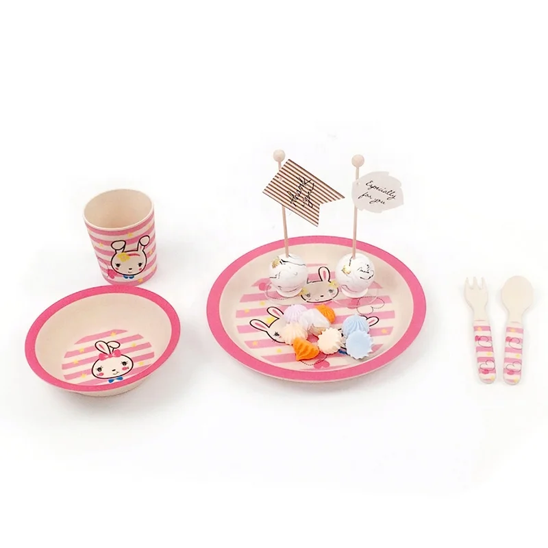 New Design baby dishes bamboo fiber unbreakable dinnerware set melamine kids tableware for Houseware