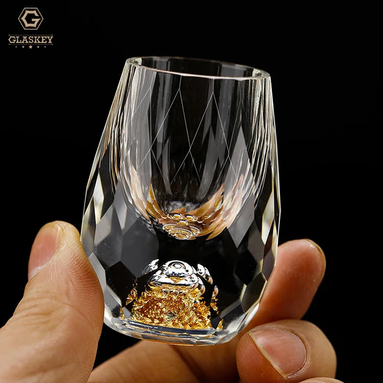 Creative Water Drop Shaped Glass Cup Gold Leaf Gold Mountain Liquor Glass Crystal Diamond Shot Glass Wine Dispenser Wine Set