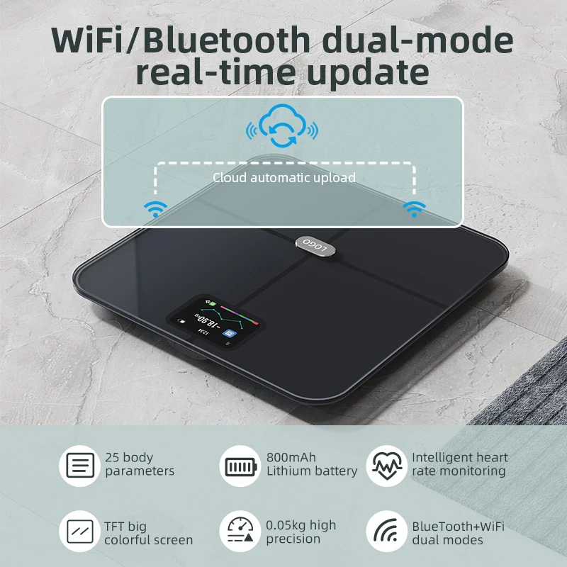 250KG Electronic Weighing Scale Connect Bluetooth Weight Scale Large TFT Digital Display Weight Scale With Smartphone APP