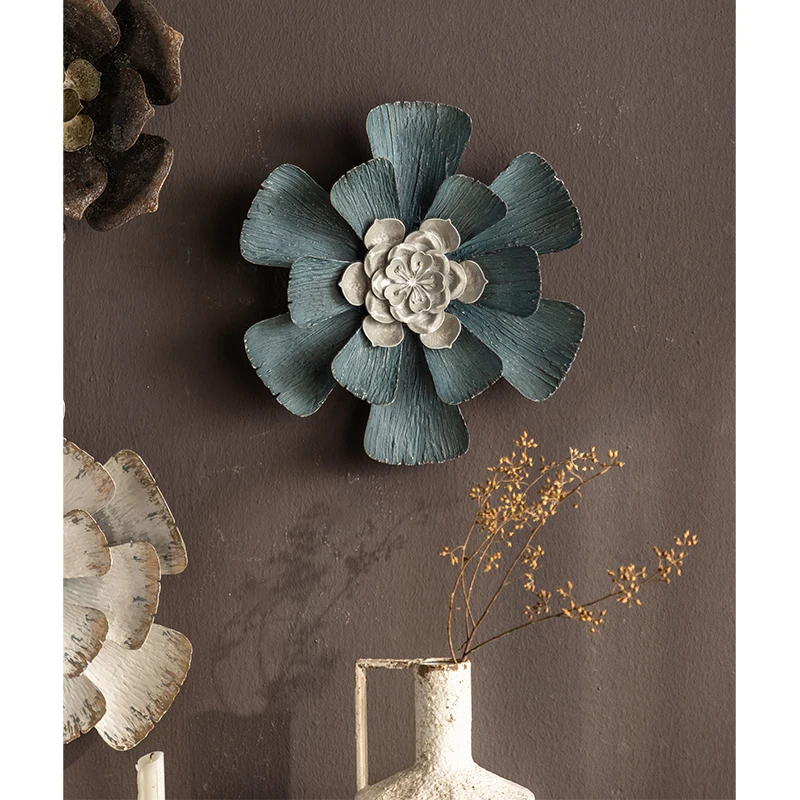 Retro Wrought Iron Sunflower Handicraft Display Art Wall Hanging Vintage Round Metal Flower Alloy Wall Decoration