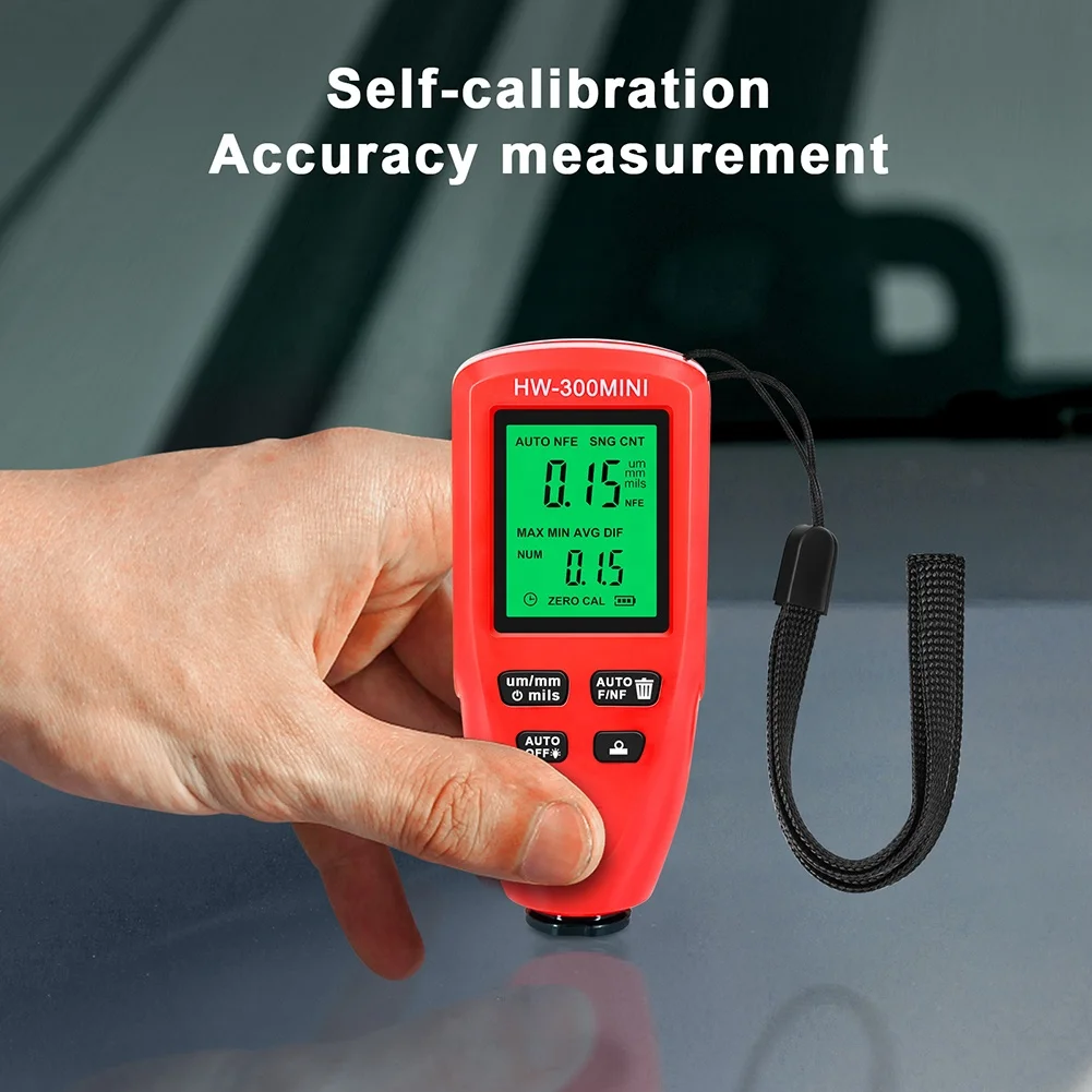 HW-300MINI Coating Thickness Gauge Portable Car Coating Thickness Measurer Auto Paint Gauge Meter Physical Measuring Instruments