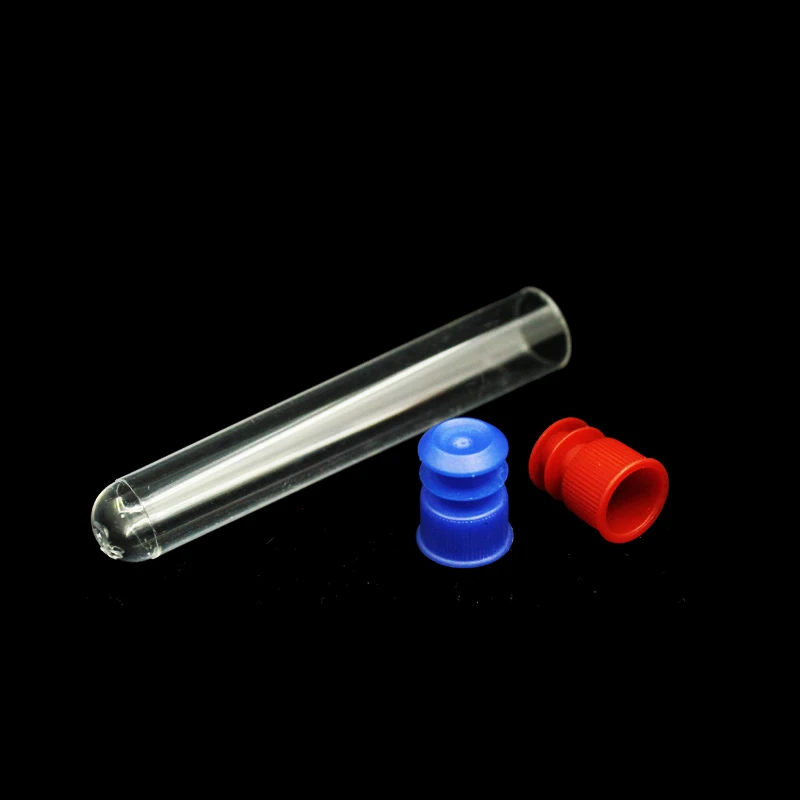 12*75mm Round Bottom Plastic Test Tube Sample Tubes with Screw Lab