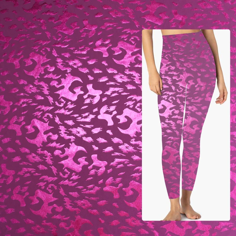 Leopard Print Color Changing  Stretch    59' Width 240  Gram  Dark Red  Nylon 75% Spandex 25% Silver Foil Fabric