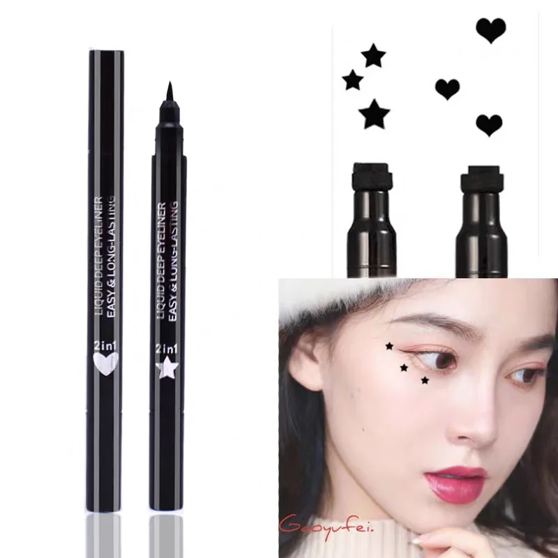 Liquid eye liner pencil korea sample black color waterproof stamp eyeliner