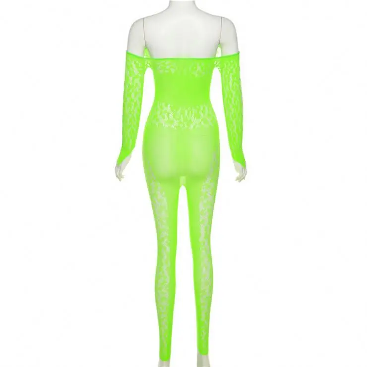 Hot Sale Club Night Women Hollow Leopard One Shoulder Long Sleeve Jumpsuit Cut Out Bodysuits Workout Jumpsuit For Women Sexy