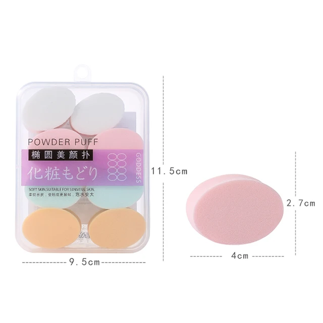 Lameila Hot Sale NR Wedge Puff Oval Make Up Face Puff Care Material Colorful Olive Type 8pcs Cosmetic Powder Puff A79935