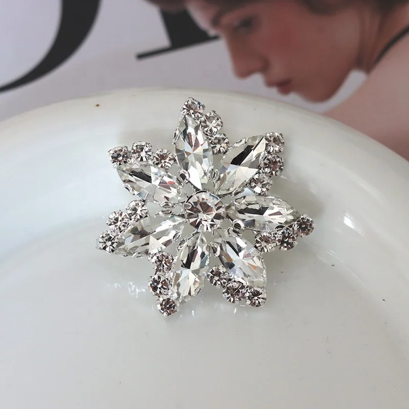 Cheap Cheap customized silver bling rhinestone slide flower hair clips gold diamond colorful  girls hair clip barrettes