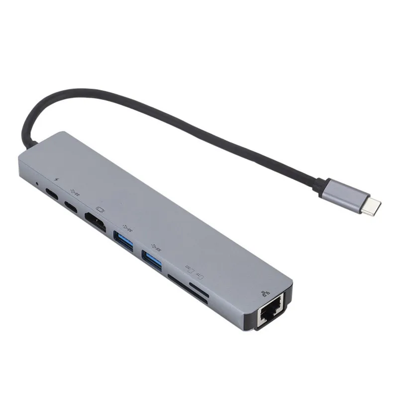 Тип C концентратор 8 в 1 совместимость с Usb 7 портов многофункциональный Ethernet для Macbook Pro